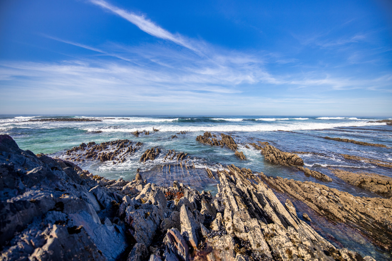 Portugal coast seascape panorama near Aljezur with rocks in the sea