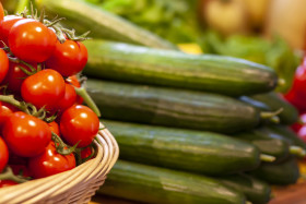 Stock Image: Tomatoes and cucumbers