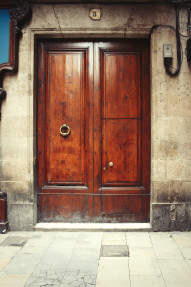 Stock Image: wooden door in barcelona