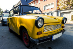 Stock Image: yellow trabant classic car