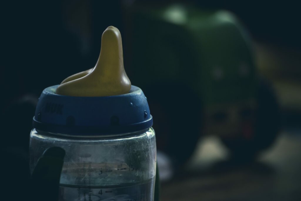 baby bottle filled with water