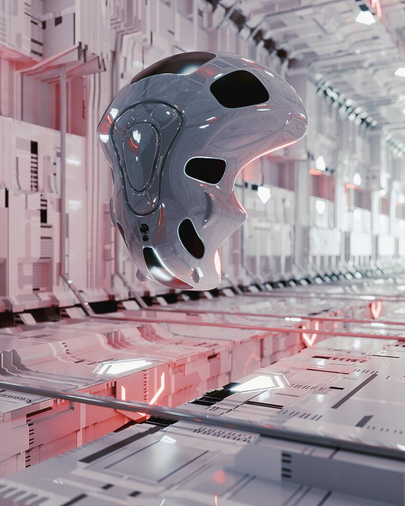 futuristic drone in a spaceship