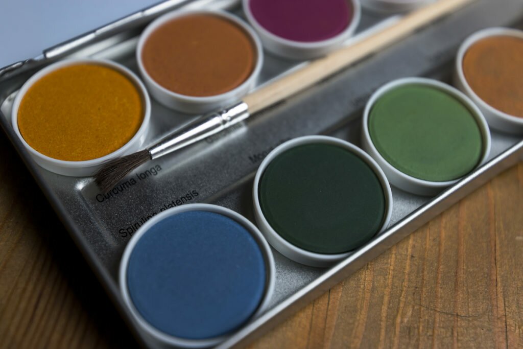 watercolors with brush
