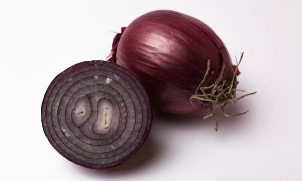 whole and sliced red onion white background whole and sliced red onion white background
